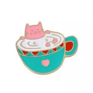 NEW CAT CAPPUCCINO ENAMEL PIN